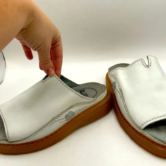 Dr Martens Vintage Y2k Sandals White Leather Chunky Sole Slides Flower England - Picture 10 of 16